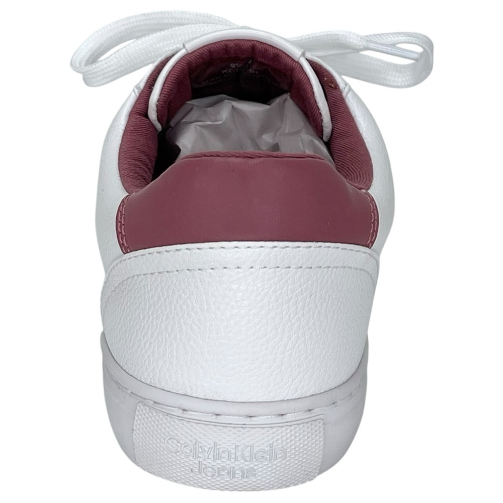 Calvin Klein Jeans Celbi White Faux Leather Womens Sneakers Size 9.5M - Picture 3 of 12